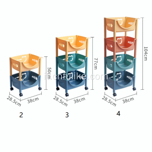 Cestino del carrello dell&#39;organizzatore di rotolamento di plastica della mensola della cucina mobile